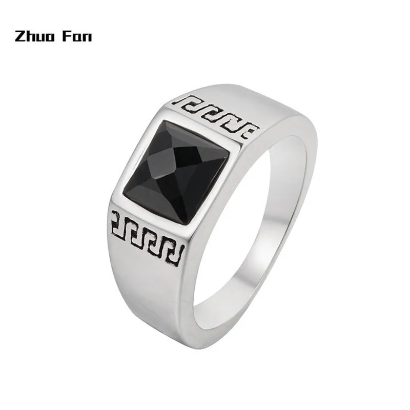 Мужское кольцо из нержавеющей стали черное большого размера 7-12 в готическом