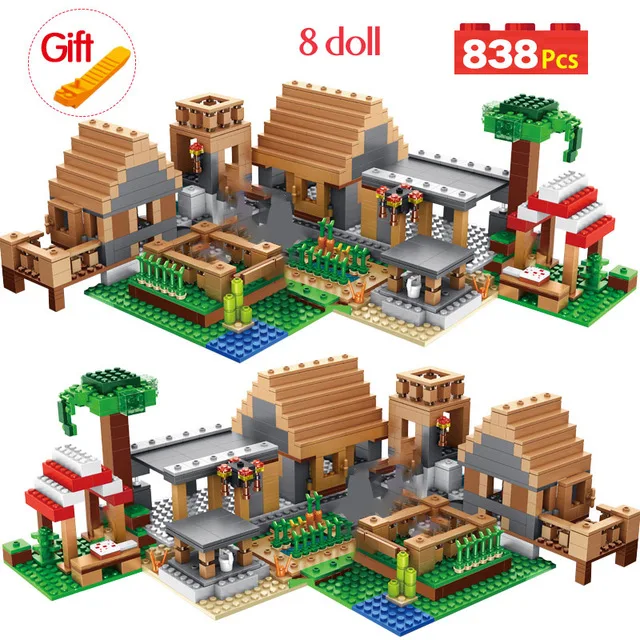 

My World The Farm Cottage Building Blocks Compatible Minecrafted Village House Figures Brick Toys For Children