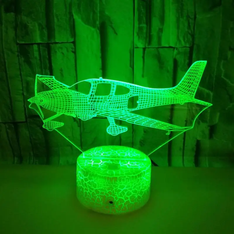 

3d светодиодный ночник в виде самолета, цветной Ночной светильник с сенсорным управлением, ночник с питанием от USB, Подарочная домашняя атмос...