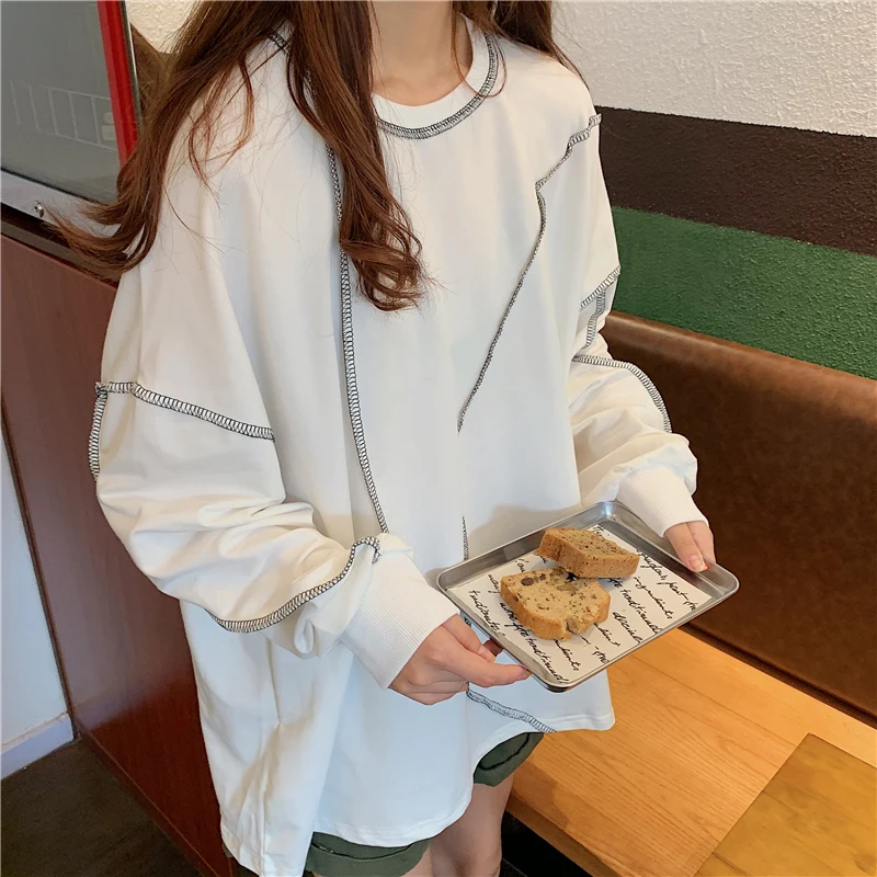 

Hoodies Women Ulzzang Large Long Sleeve Solid Female Thin Harajuku Student Loose High Quality Soft Womens Clothes Chic Casual