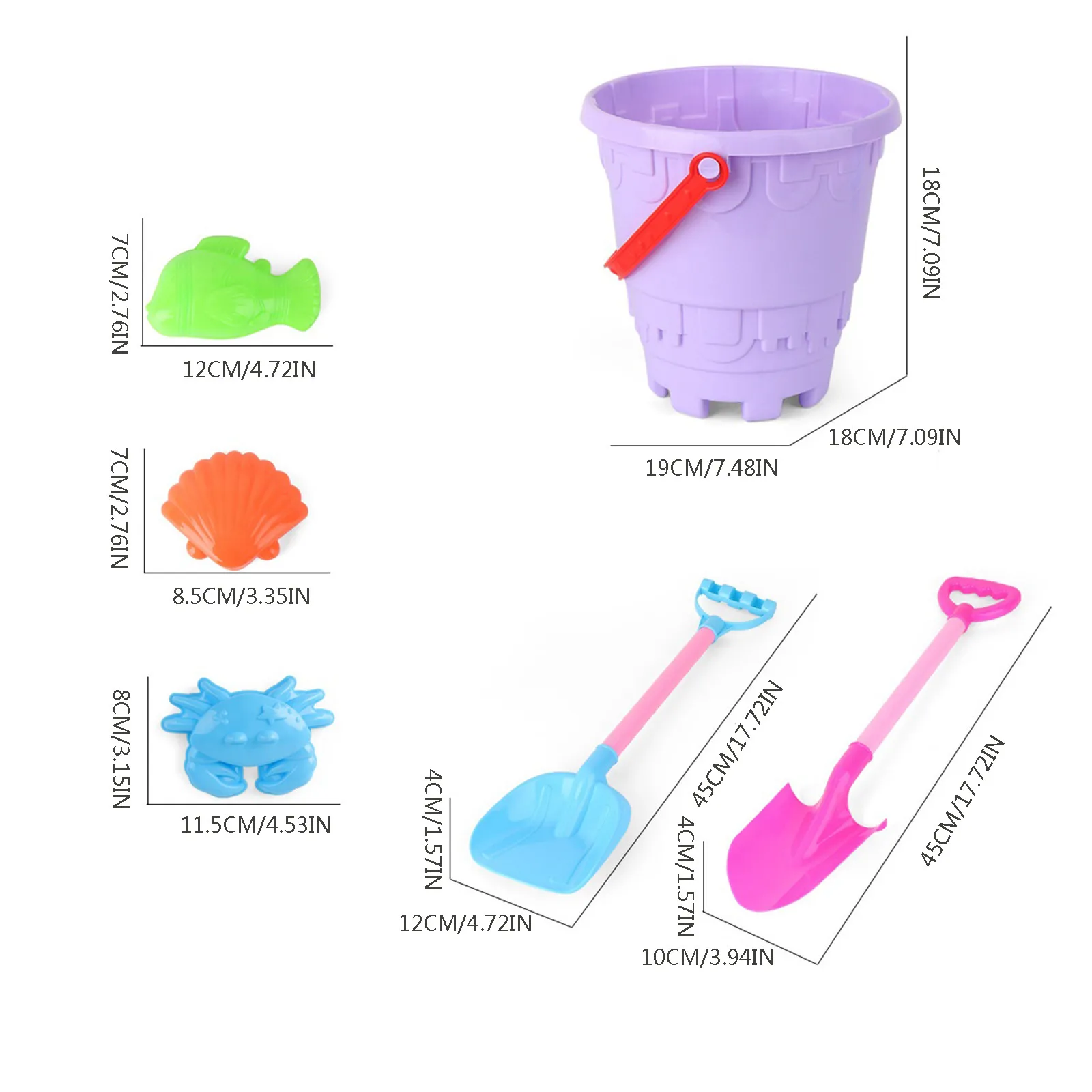 

Summer Outdoor Beach Children's Toy Castle Bucket Shovel Spade Tool Toy Castle Bucket Spade Shovel Rake Colourful Water Tools