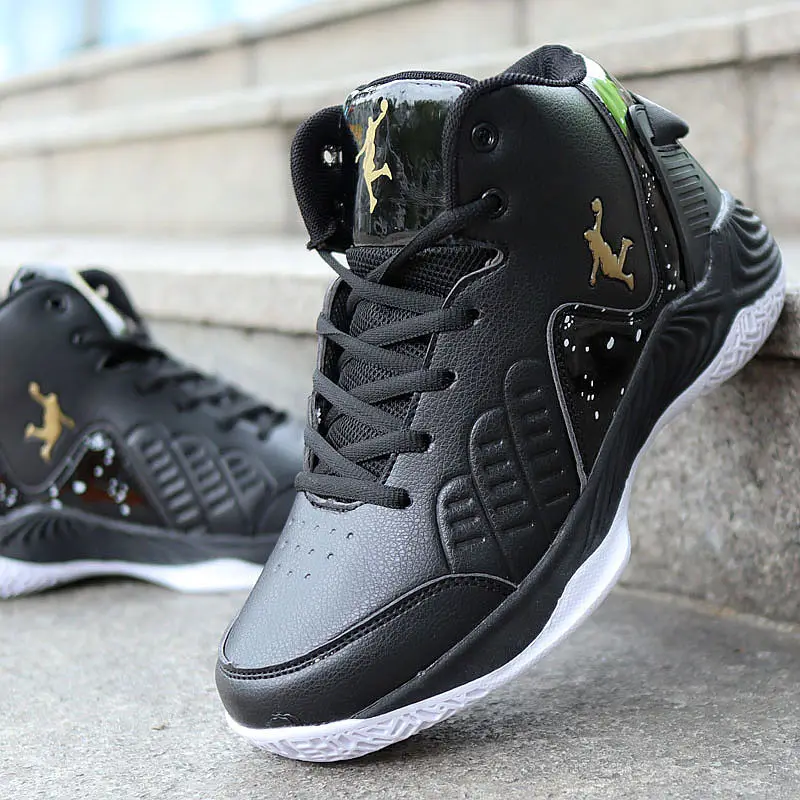 Черный Мужские высокие баскетбольные кроссовки jordans мужские амортизирующие легкие баскетбольные кроссовки противоскользящая дышащая уличная белая спортивная обувь - Цвет: Черный