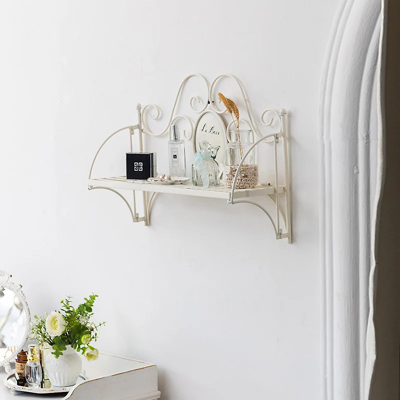 

decorative vintage retro metal white wall display shelf