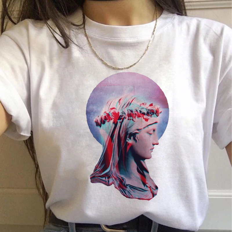Vaporwave эстетическое 90s модные футболки для женщин Harajuku Ullzang футболки Графический Забавный мультфильм футболка Топ-безрукавка в уличном стиле женский