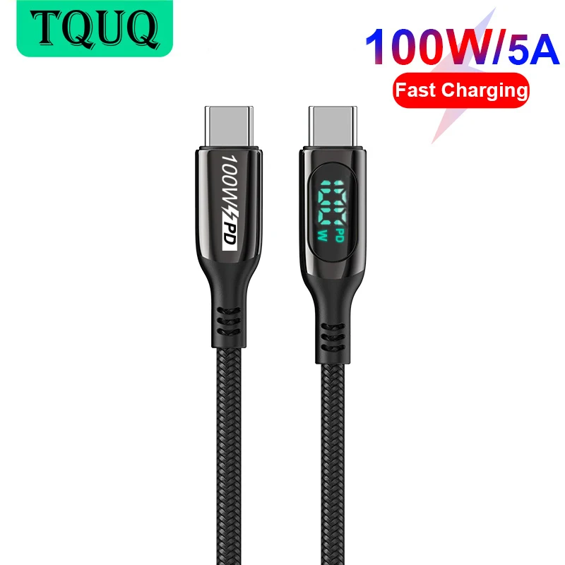 USB-кабель TQUQ в нейлоновой оплетке, 2 м, 5 А, 100 Вт