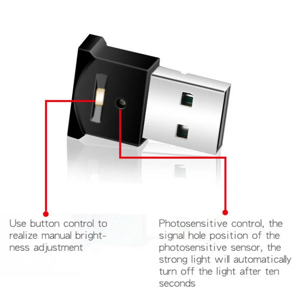 

8-12V USB LED Light Ambient Atmosphere Black Silver Electronic Component