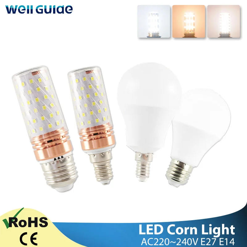 E27 E14 Светодиодная лампа 3 Вт 6 9 12 16 AC 220 В 240 SMD2835Corn Bulb LED Lampada Bombilla Ampoule для украшения