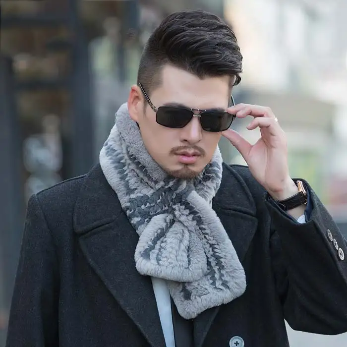 Осенний и зимний мужской среднего преклонного возрста с мехом кролика трава