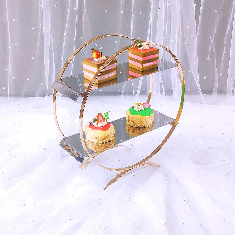 

1 шт., золотистая и серебристая круглая подставка для капкейков