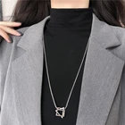 Ожерелье с кулоном женское длинное, квадратное металлическое винтажное ожерелье с подвеской геометрической формы, простое Ювелирное Украшение