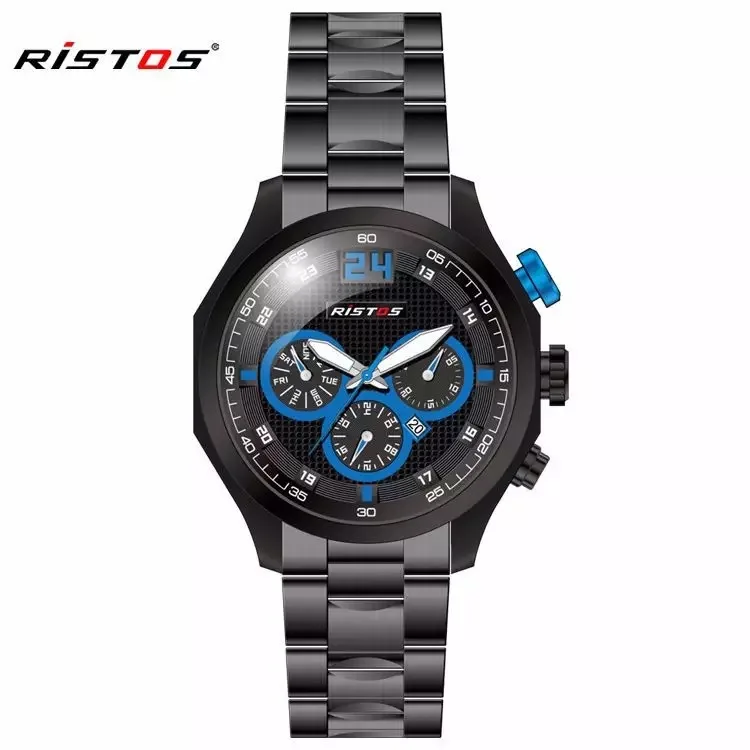 

Top brand RISTOS business leisure sports outdoor military fine steel watch waterproof luminous high quality quartz men's watch