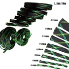 Защитная плетеная кабельная втулка, 5 м, зеленая, желтая, черная, 24681012152025 мм