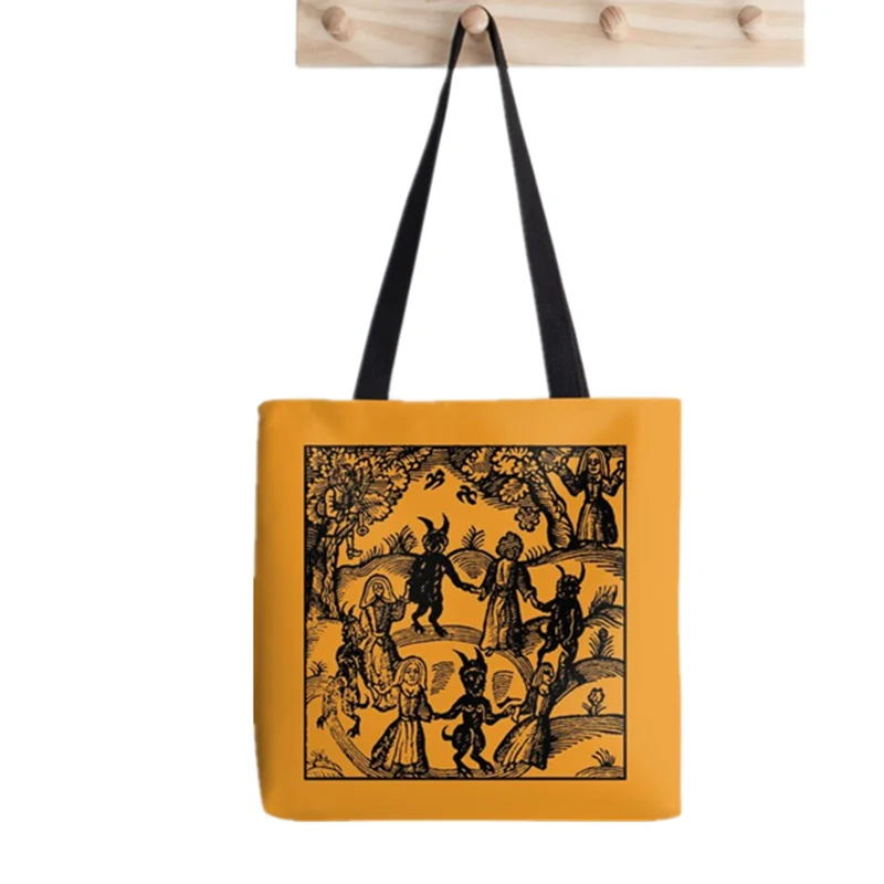 

Women Shopper bag Dance with Devil Printed Kawaii Bag Harajuku Shopping Canvas Shopper Bag girl handbag Tote Shoulder Lady Bag