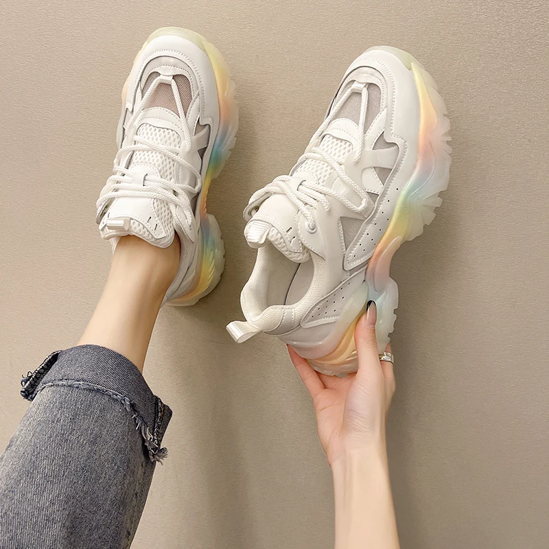 

Women's Sneakers Summer 2021 Woman-shoes Shoes Tennis Female New Roses Trainers Fashion Mesh Colorful Flat Sewing Lace-Up Spring