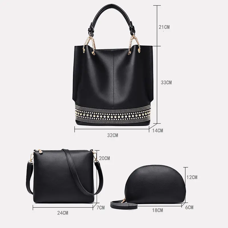 3 шт./компл. женские кожаные сумки Высококачественная сумка через плечо женская