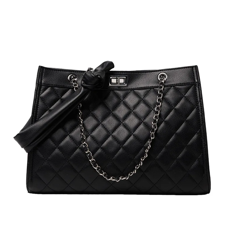 

New Korean fashion diamond chain bag women's net red texture soft leather pu slung shoulder bag