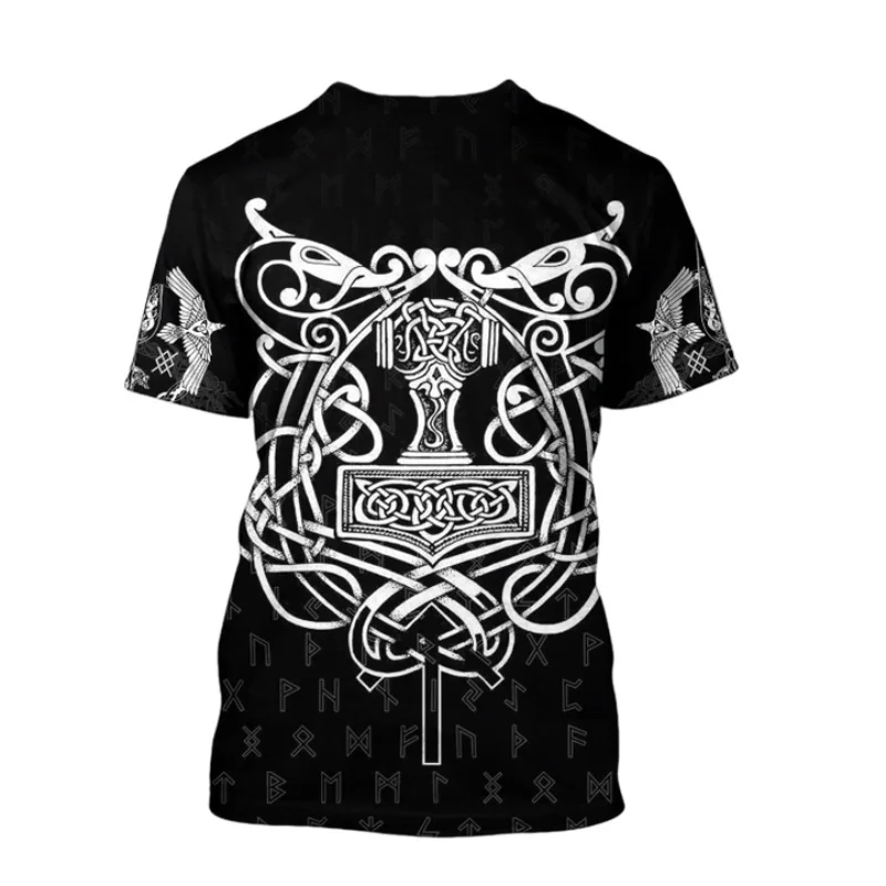 Мужская футболка с рисунком символ викингов odin Tattoo 3D модная рубашка в стиле