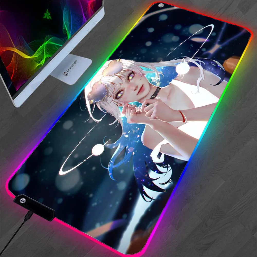 

Rgb Mouse Pad Xxl Rubber Office Game Accessories Desktop Table Mat Led Light Mouse Notebook with Usb 400x900cm League of Legends