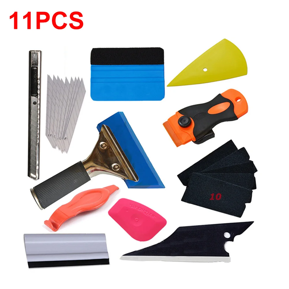 11Pcs Car Tool Wrap Film Sticker Wrapping Tool Car Window Film Scraper Window Tinting Squeegee Wiper Decal Scrap Accessories