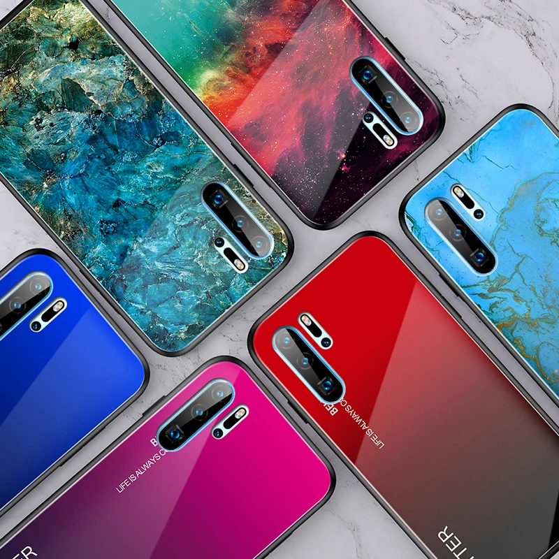 Чехол из закаленного стекла с градиентом для Huawei P30 P20 20 Pro Lite легкий huawey P 30lite 20lite