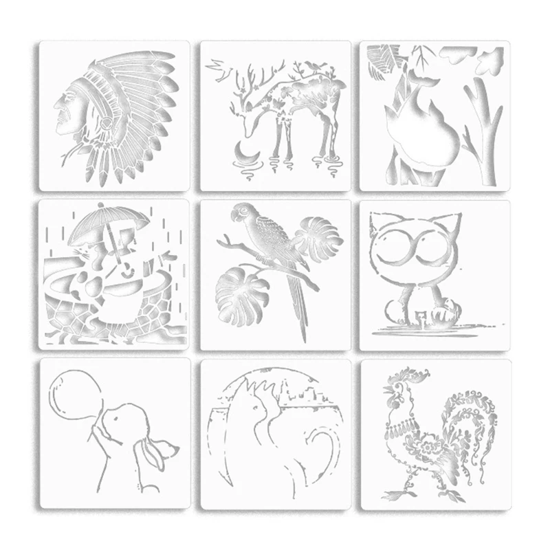 

9 шт. шаблон для рисования, полый трафарет, креативное оформление детской вечевечерние, Декор для дома и школы