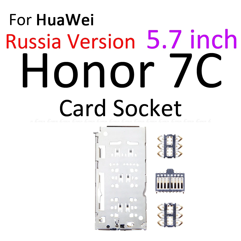 For HuaWei Honor 7C Pro 5.7 5.99 inch Holder Connector Container Sim Card Tray Socket Slot Reader Adapter Micro SD | Мобильные
