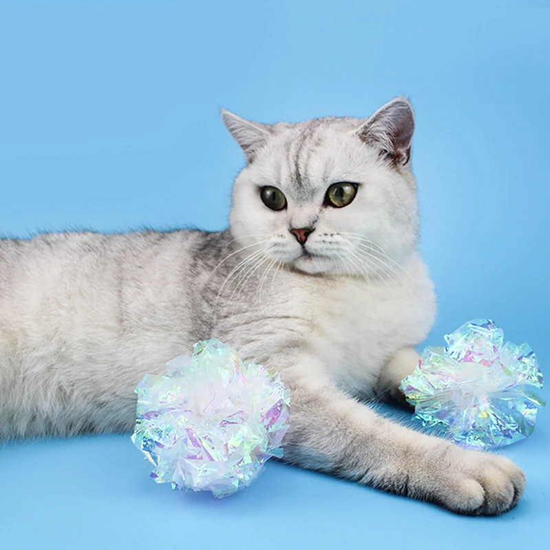 

Random Color Cat Toy Colored Paper Balls Scratching and Biting Cat Funny Balls Sounding Pet Toys Cat Sound Balls Funny Cat Balls