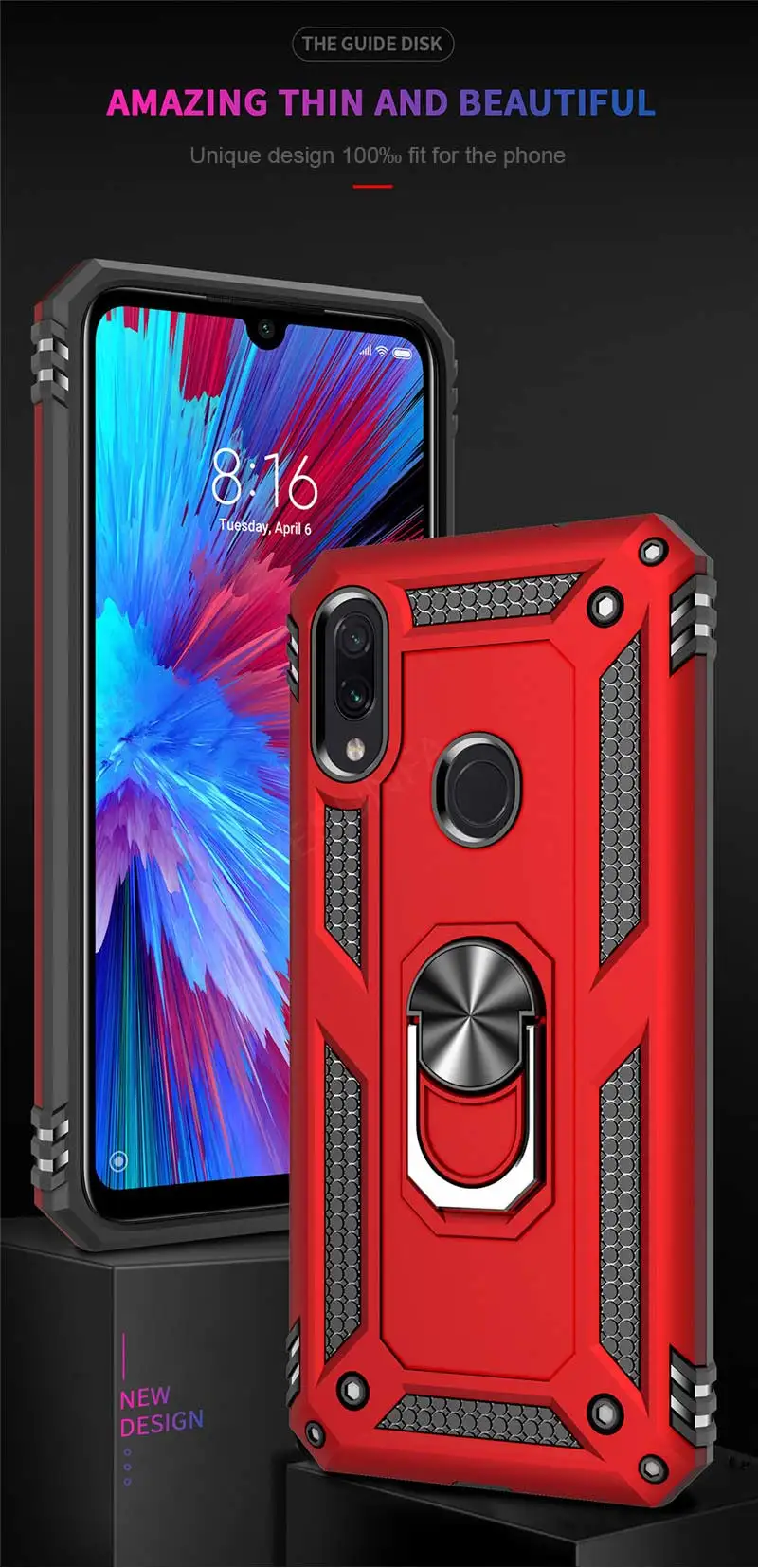 Роскошный Магнитный противоударный чехол с кольцом-держателем для Xiaomi Redmi Note 8 7 K20 Pro, чехол-бампер для Redmi 7 7A K20, силиконовый чехол