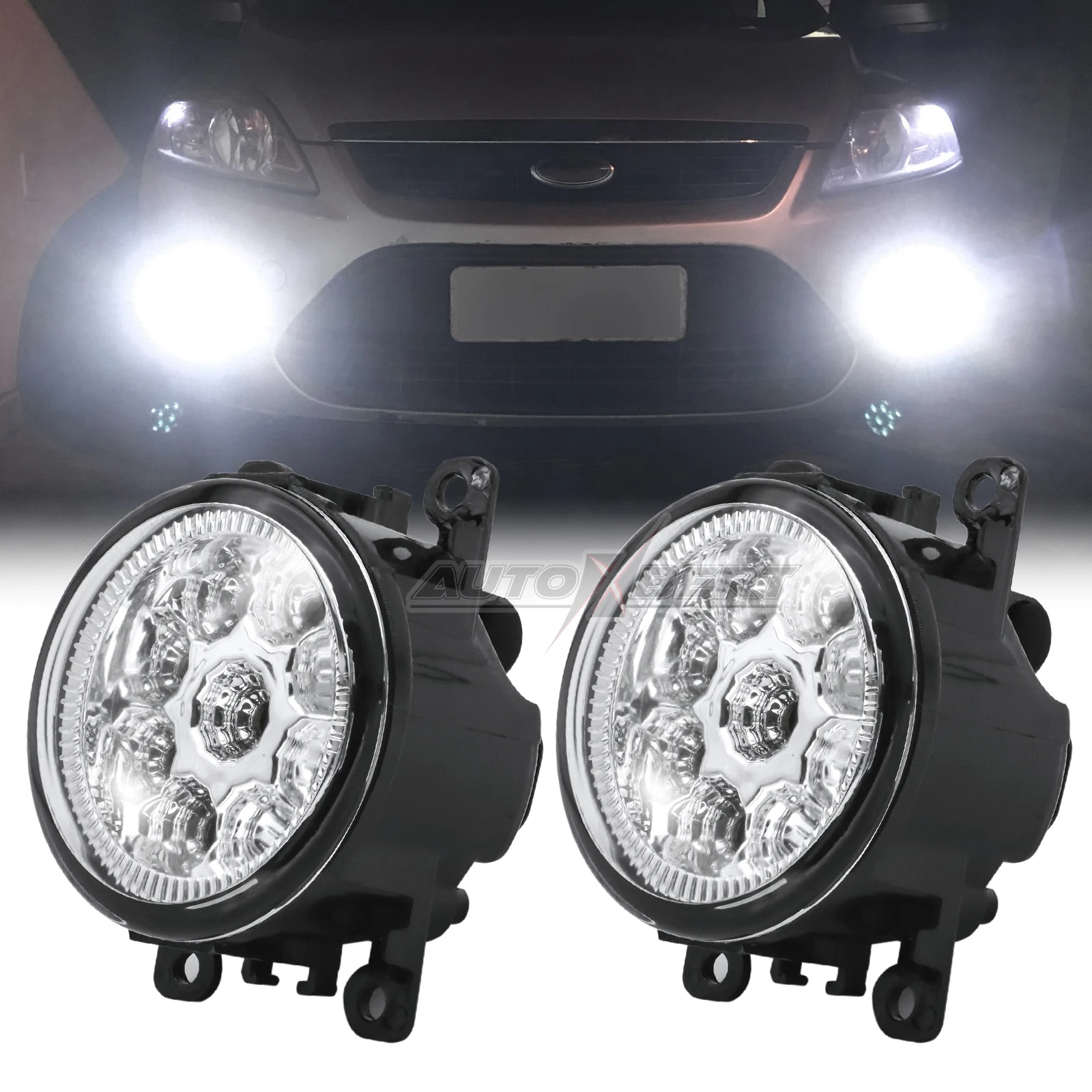 

2x Bumper Fog Light Lamp Assembly LED White Foglight For Ford Focus 2 3 Transit Custom Tourneo Connect For Mitsubishi Outlancer