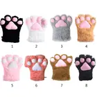 Перчатки женские, зимние, теплые, плюшевые, с рисунком кошачьей лапы, аниме, косплей рукавицы 1XCA