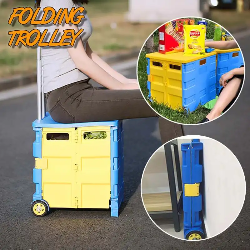 Складная тележка 45 л складная для покупок корзина хранения продуктов еды
