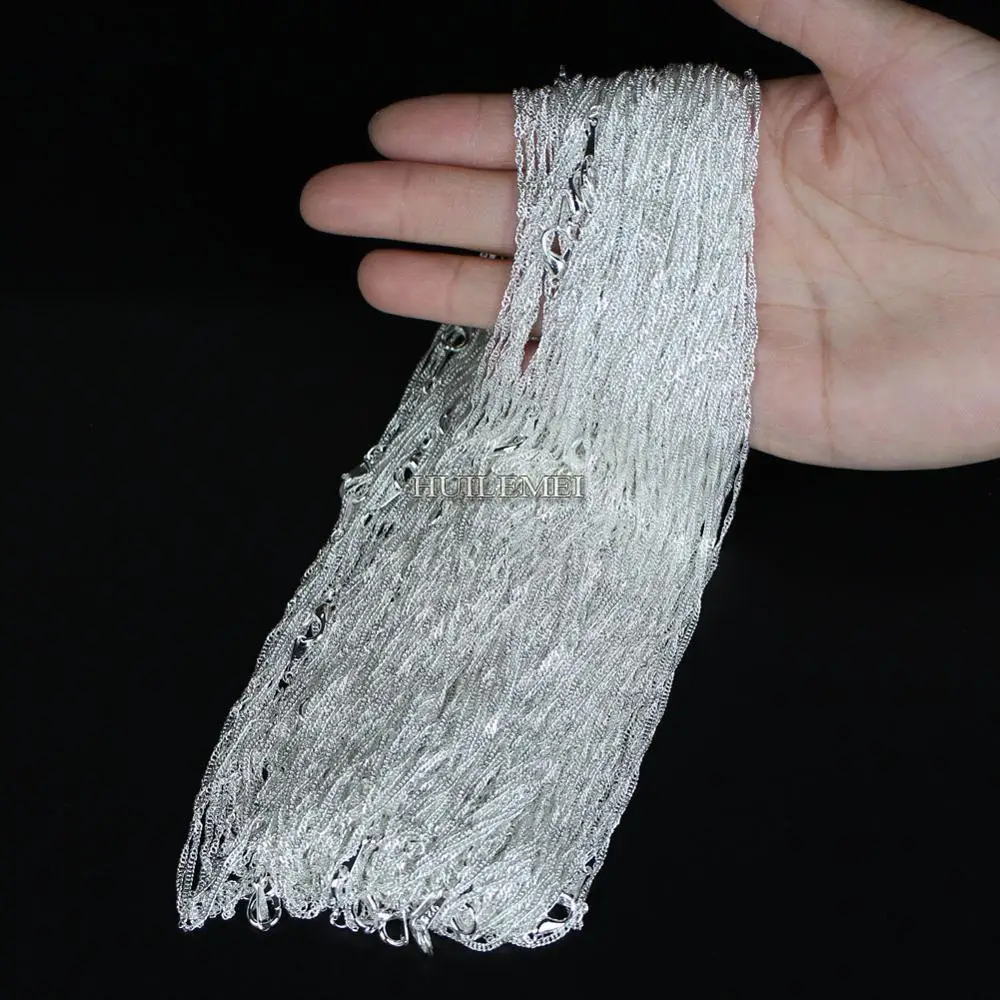 

Wholesale Lots 10pcs/lot 2mm Silver Plated Water Wave Chain Necklaces 16" 18" 20" 24" Wholesale Fashion Jewelry Necklace Chains