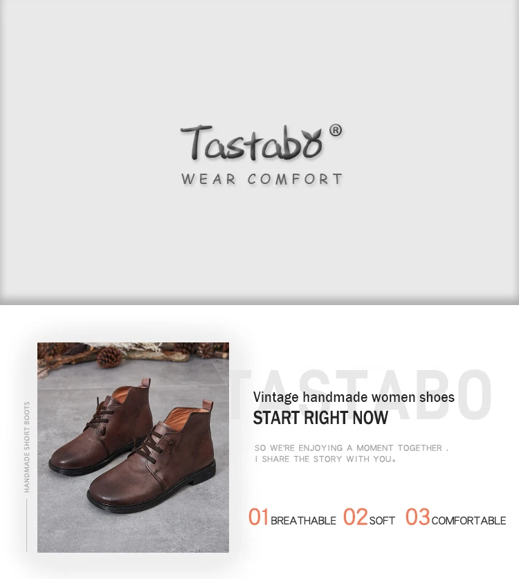 Tastabo г. Осенне-зимняя женская обувь с высоким берцем обувь на низком каблуке повседневная обувь женские ботинки коричневого цвета в стиле ретро, S98056