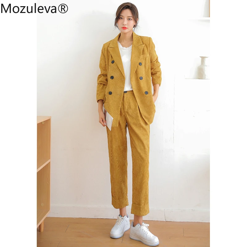 Женский вельветовый костюм-Блейзер брюки и | Женская одежда