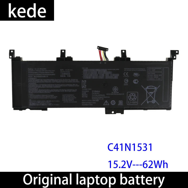 Kede Оригинальный аккумулятор для ноутбука C41N1531 Asus GL502VS 1A GL502VY DS71 RDG 15 2 V