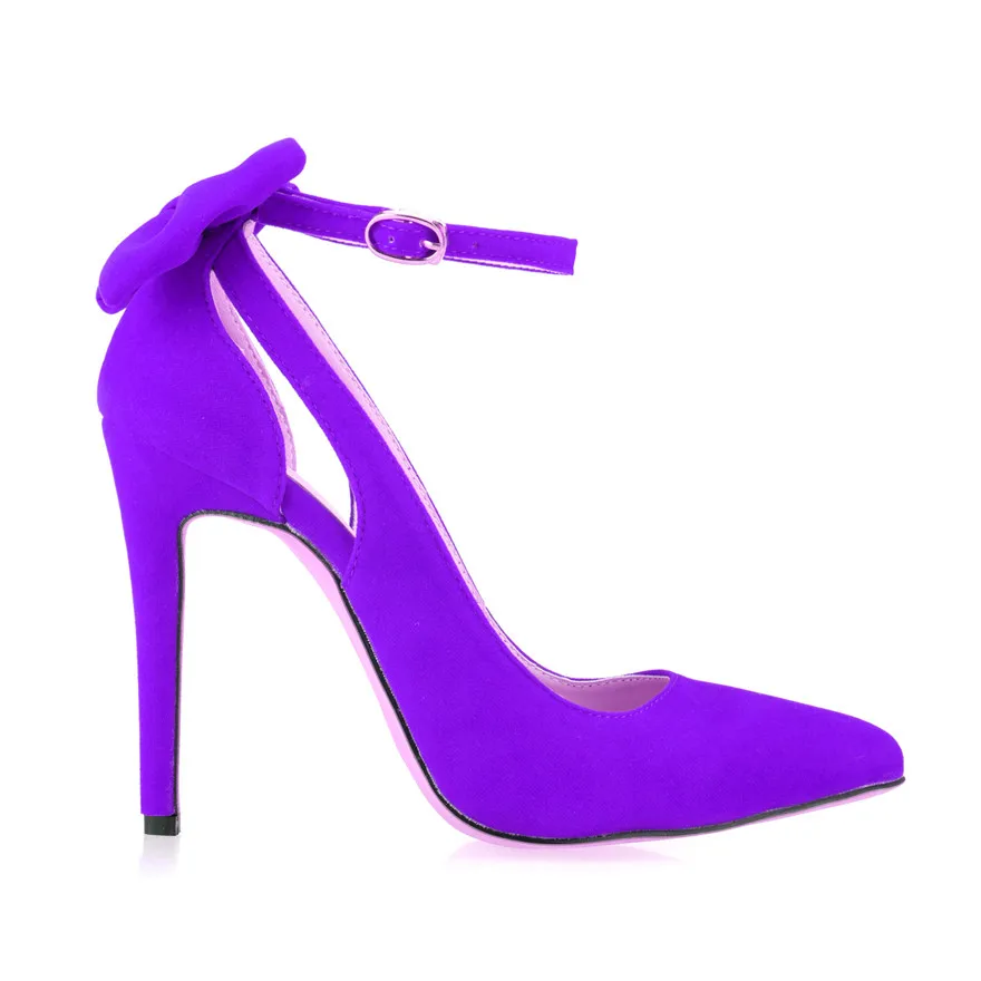 Новые Элегантные туфли на высоком каблуке с пряжкой и бантом Женские черные