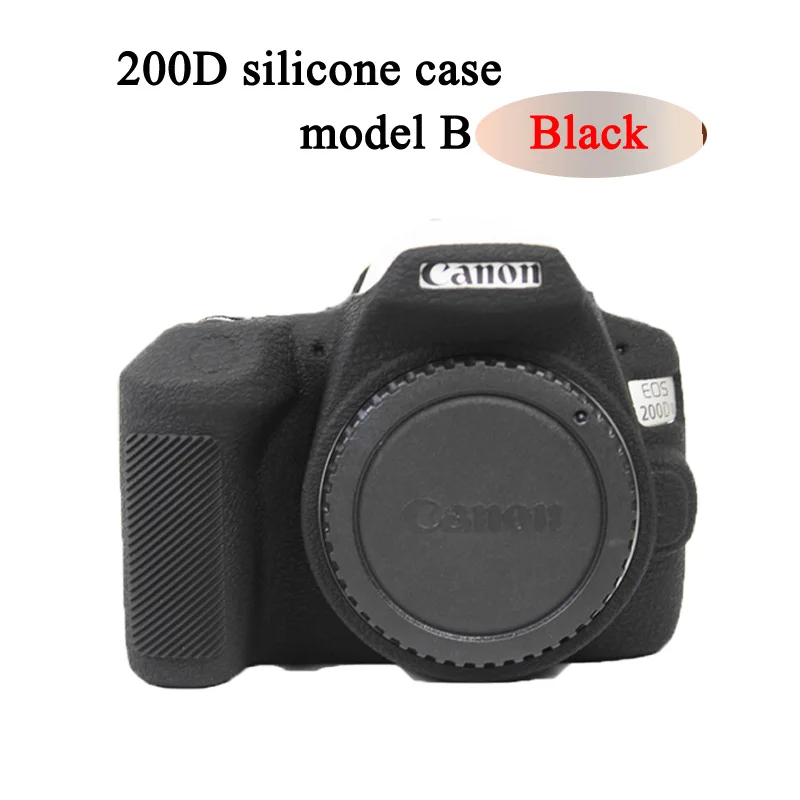 Model B Black Чехол для DSLR камеры, мягкий силиконовый чехол, Резиновая Защитная сумка для Canon EOS 200D 200D II 200D Mark II Rebel SL2 Kiss X9 DSLR - Цвет: Model B Black