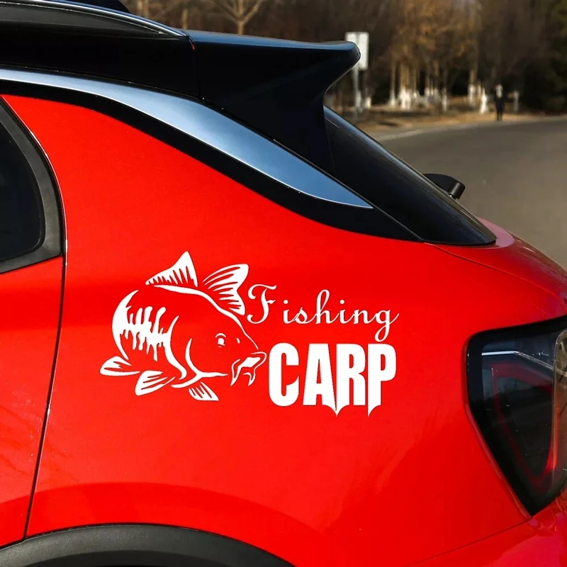 

Fishing Carp Car Sticker Vinyl Auto Accessories Car Window Car Styling Decal PVC 15cmx8cm Cover Scratches Waterproof