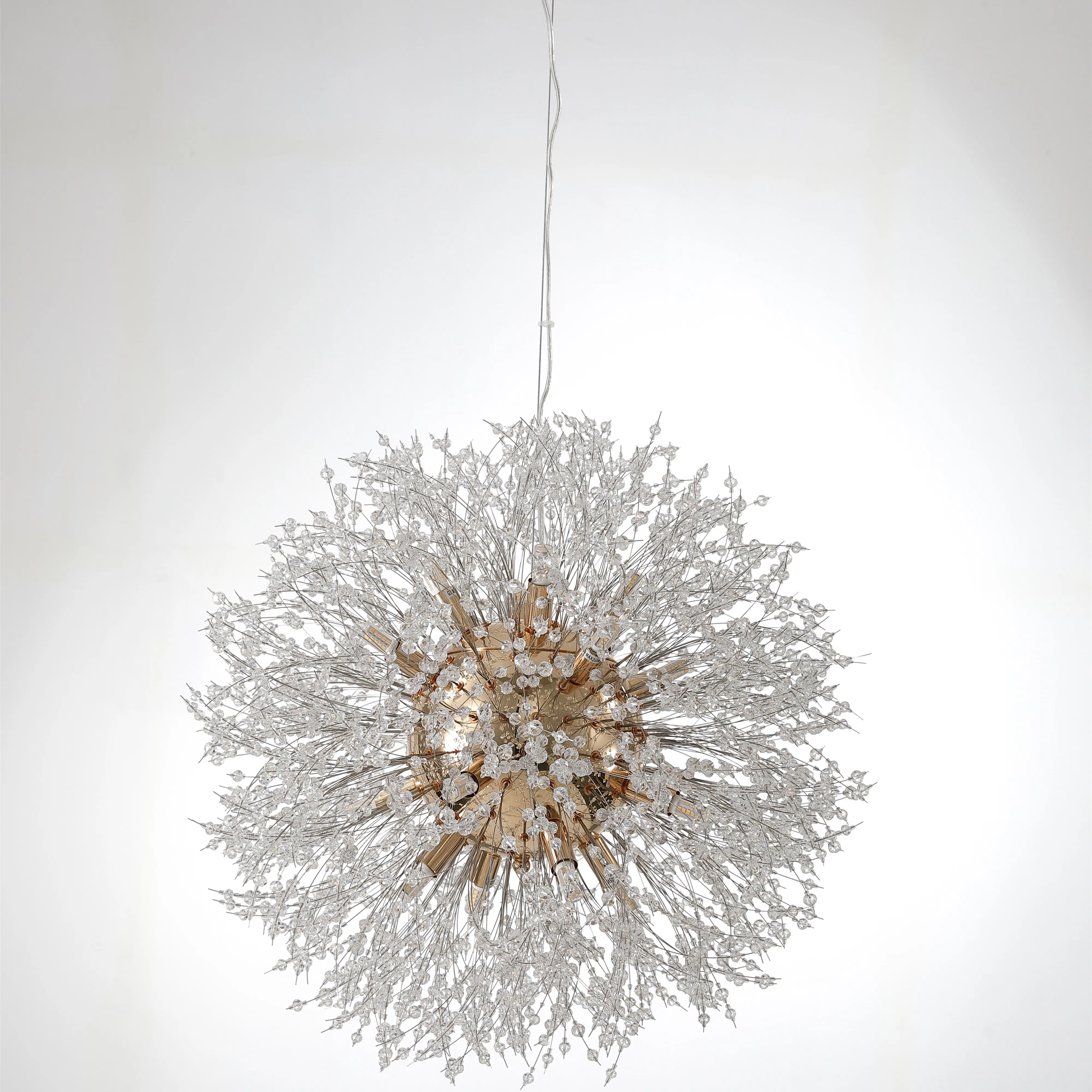 Современная хрустальная люстра в форме одуванчика золотого и серебряного цвета