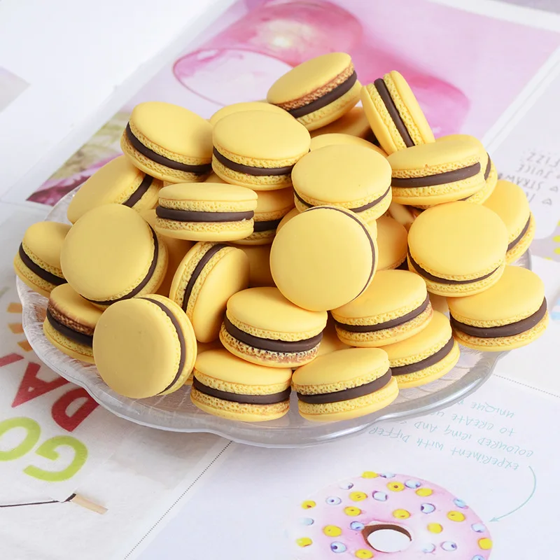 6PCS Simulation Macaron Modell Gefälschte Kuchen Creme Snack Kinder Schießen Requisiten Hochzeit Dessert Fenster Dekoration Ornamente 23*15mm – Detail 15