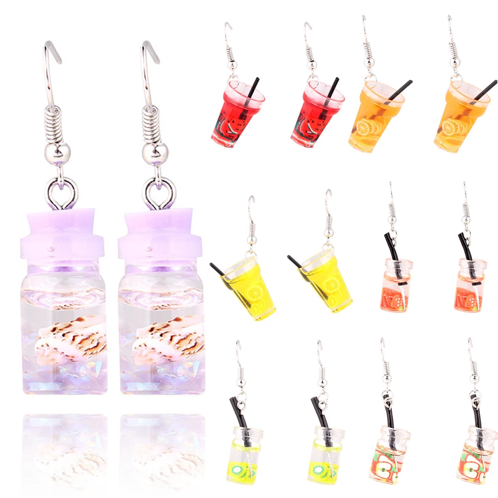 Серьги-подвески женские в виде фруктов молока чая напитков | Украшения и