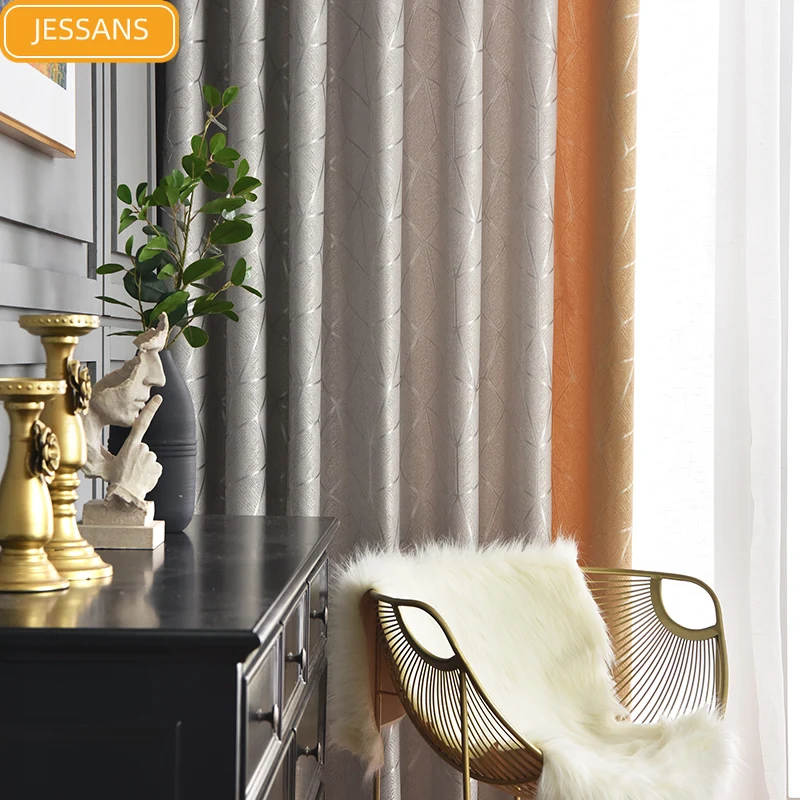

Nordic High-end Texture Printing Curtains Blackout Curtains for Bedroom Living Room Balcony Customized Products Color Matching