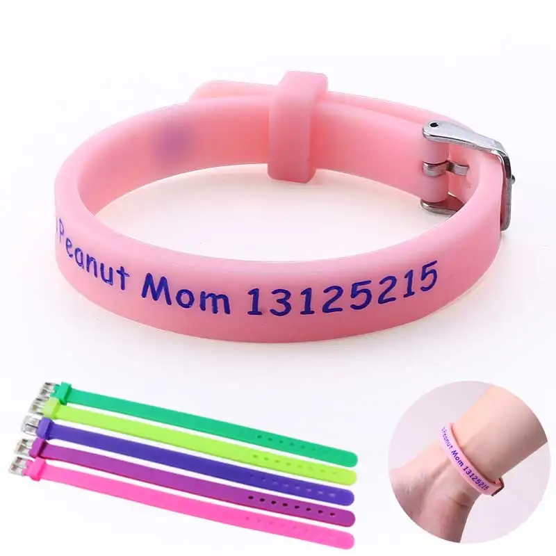 Регулируемые браслеты для экстренных ситуаций с именем на заказ силиконовый