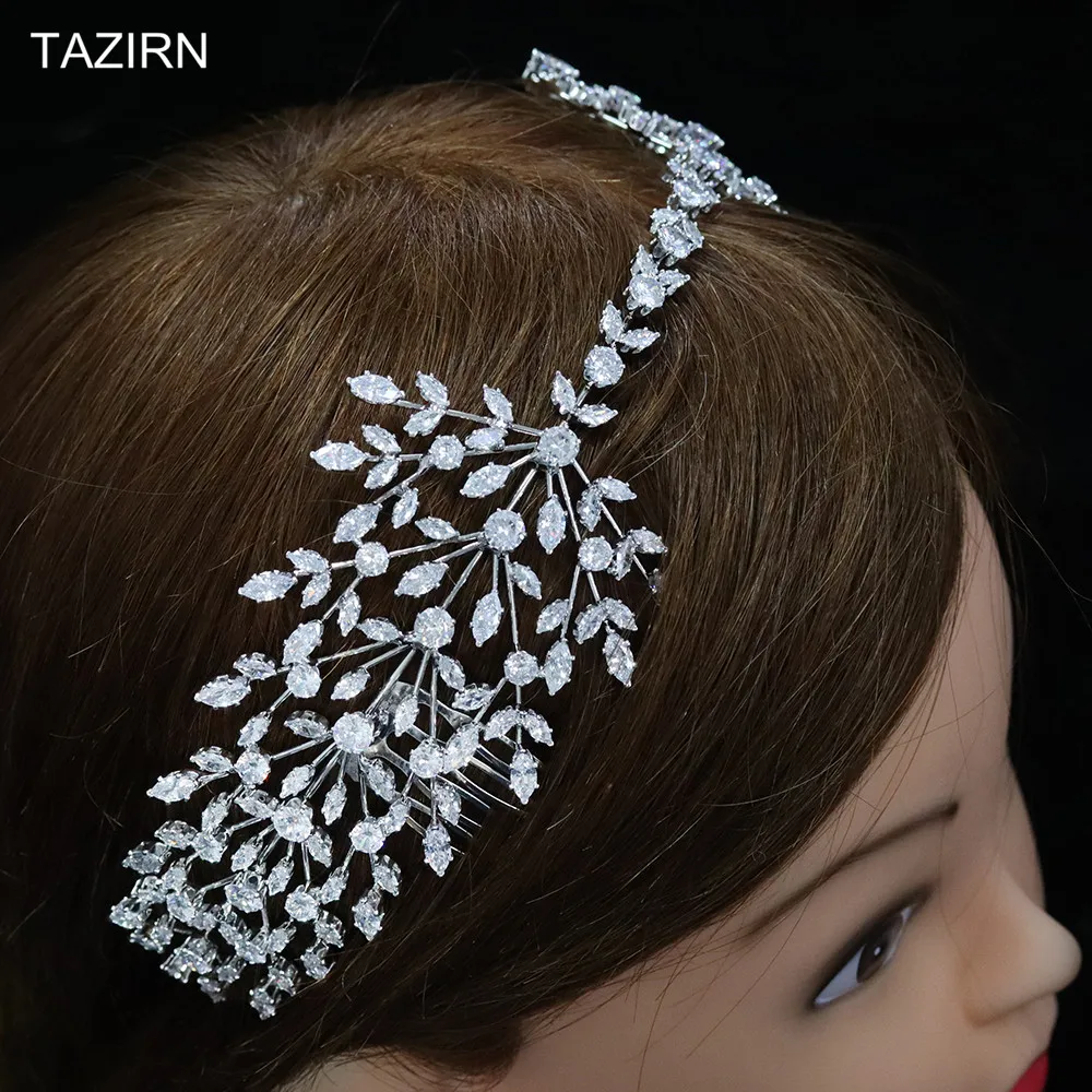 

New Cubic Zirconia Comb Headband Tiaras CZ Sweet Hair Accessories Crowns Bridal Wedding Headdress Women Birthday Party Gifts