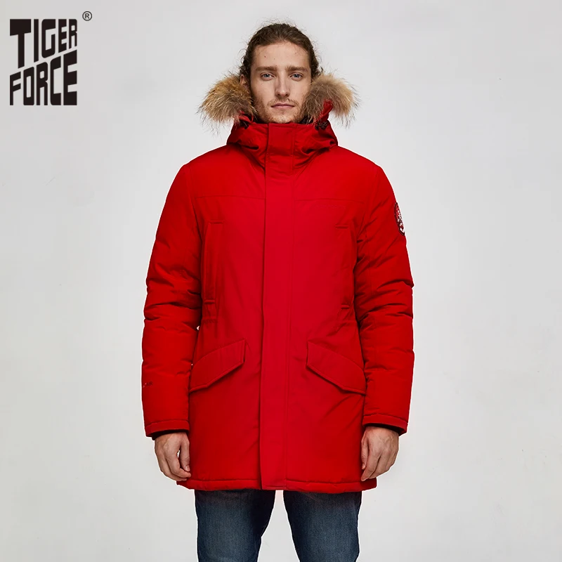 

Tiger Force 2022 Alaska Parka Winter Jacket for Men Waterproof Warm Coat with Real Fur Hooded Male Thick Snowjacket Big Pocket