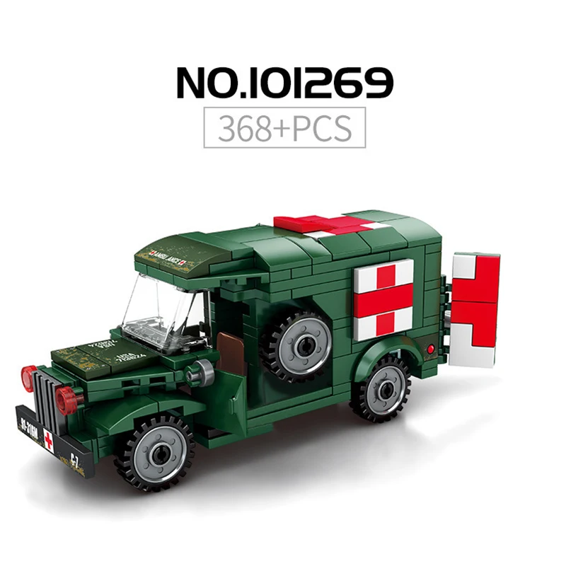 Армейские строительные блоки WW2 для машин скорой помощи набор креативных военных