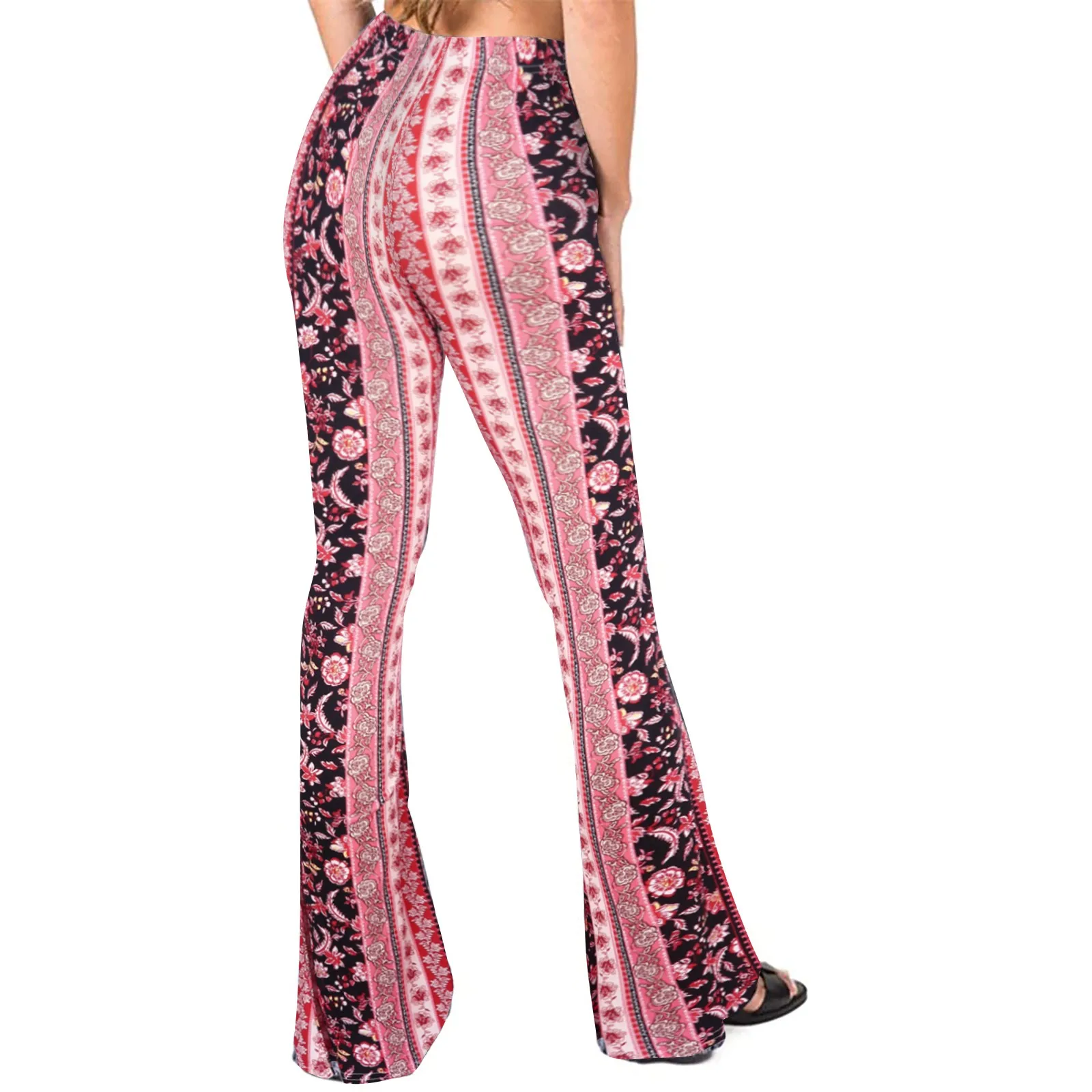 

Women Vintage Print High Waisted Yoga Pants Broad Legged Retro Yoga Pants Ladies Tight And Elastic Sweatpants Techwear Pants##30