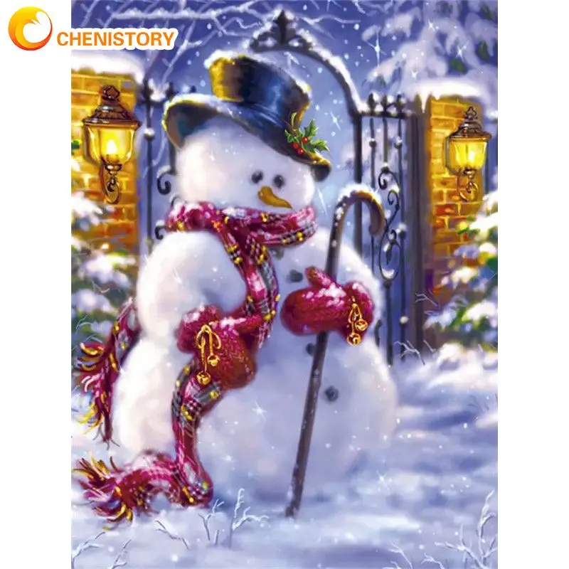 

CHENISTORY 60x75cm Frame Painting By Number Christmas Snow Wall Art Picture By Numbers Acrylic Paint On Canvas Home Decors