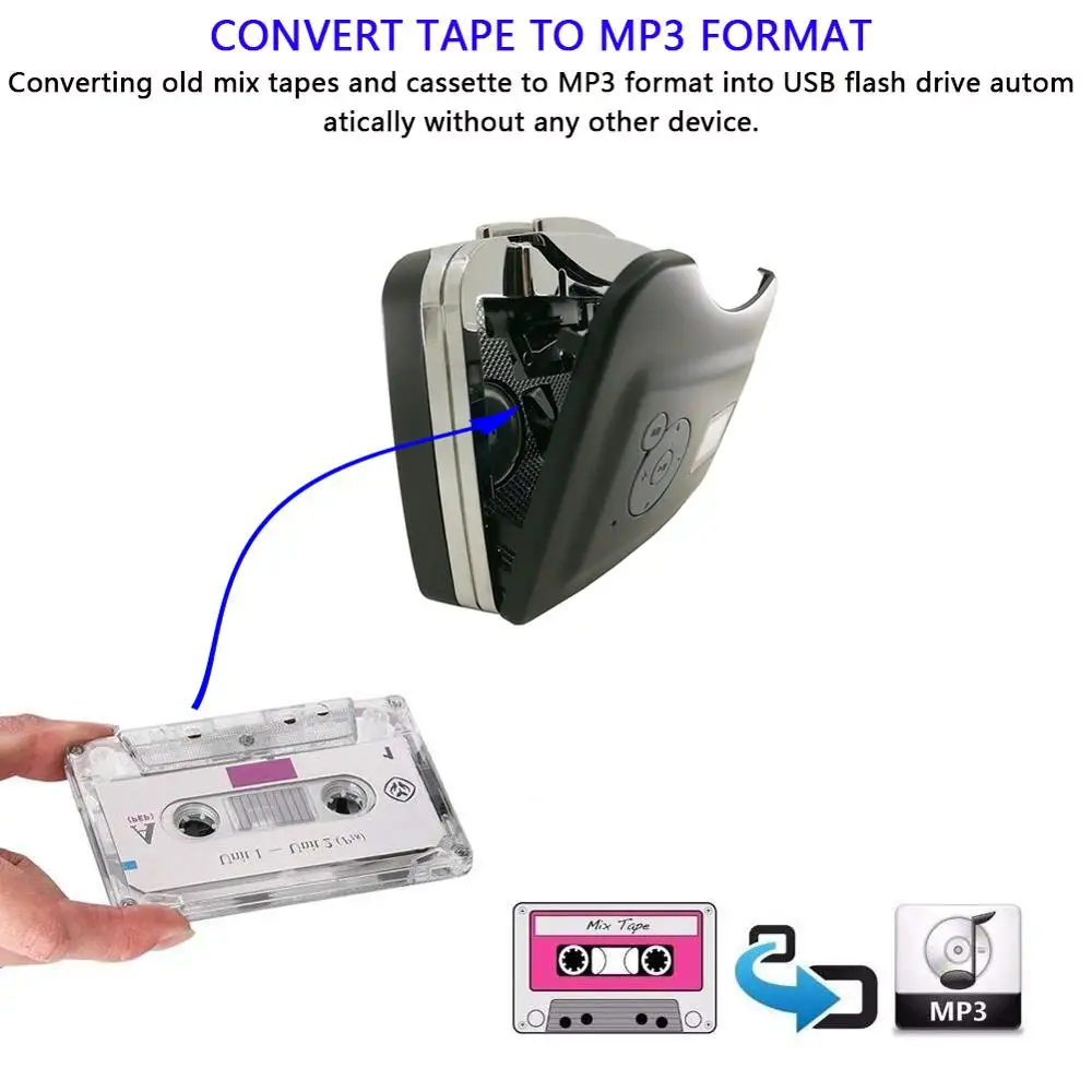 USB Кассетный плеер Walkman конвертер конвертировать в MP3 флэш-накопитель адаптер