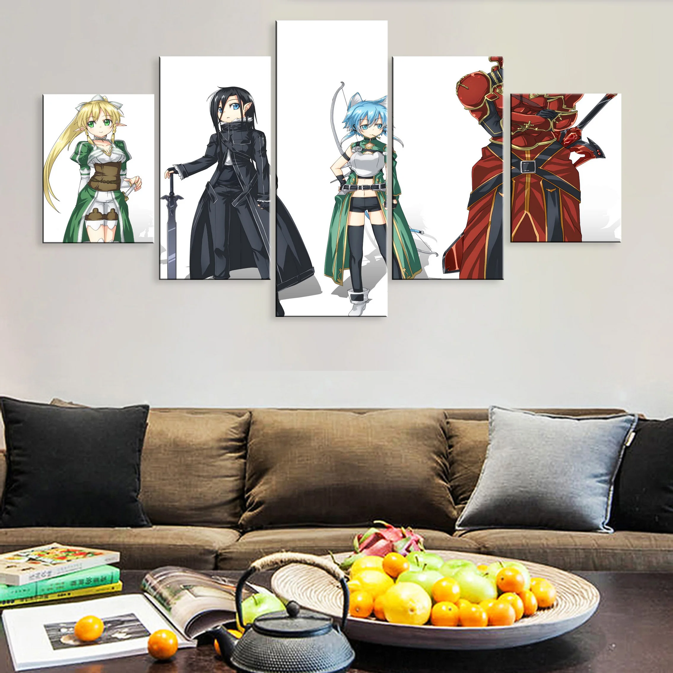 

Art Hd Home Decoration Picture 5 Pieces Poster Canvas Paintings On The Wall Decor Anime Sword Art Online Asuna